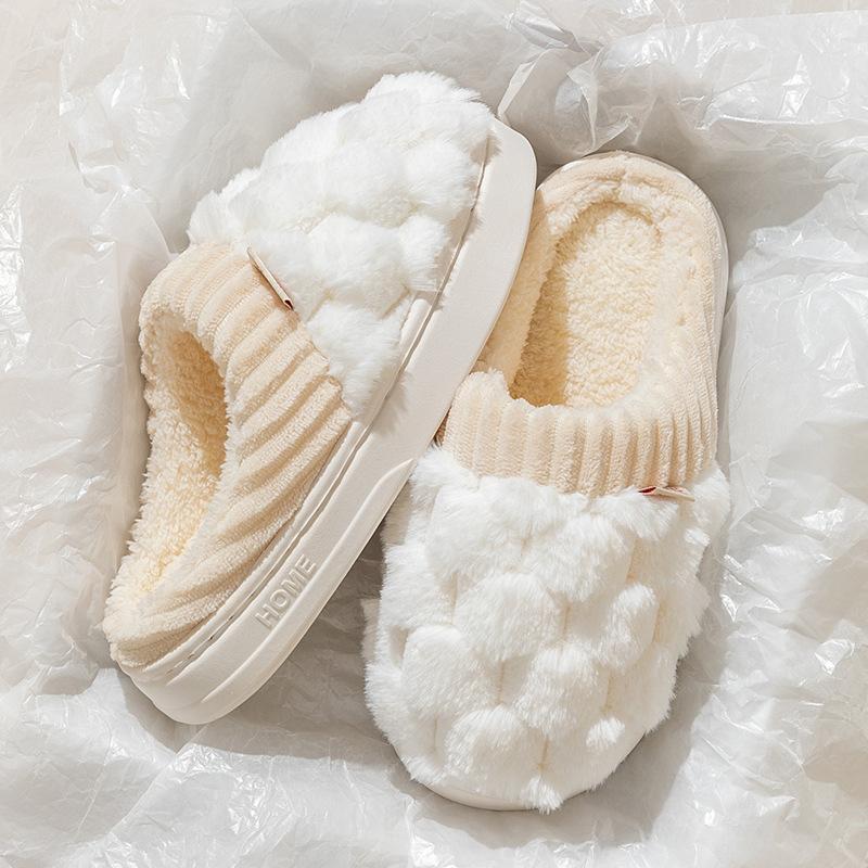 Cixi Cotton Slippers Season Couple Home Indoor Confinement Shoes Non-slip Warm Plush Cotton Slippers