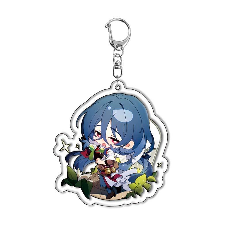 6CM Honkai Star Rail Anime Game Keychain Double-sided Cartoon Figure Lunae Blade Key Ring for Women Car Bag Phone Pendant Gifts
