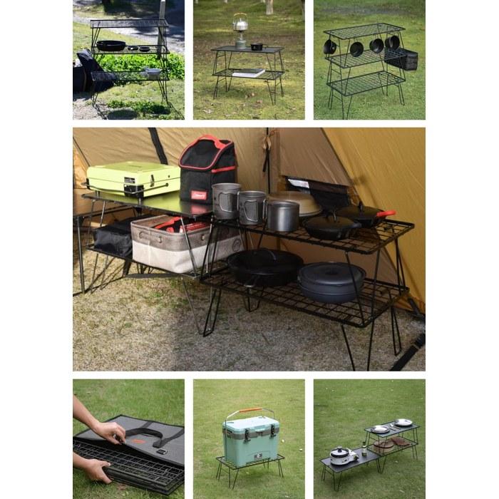 CAMPING MOON Field Rack Mesh 3-Tier Set - Black (T-235-3T) with Case