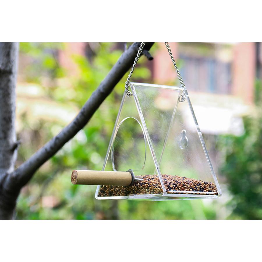 Outdoor Bird Feeder for Balconies, Houses, Trees, Portable Acrylic Transparent Wild Bird Feeder with Suction Cup