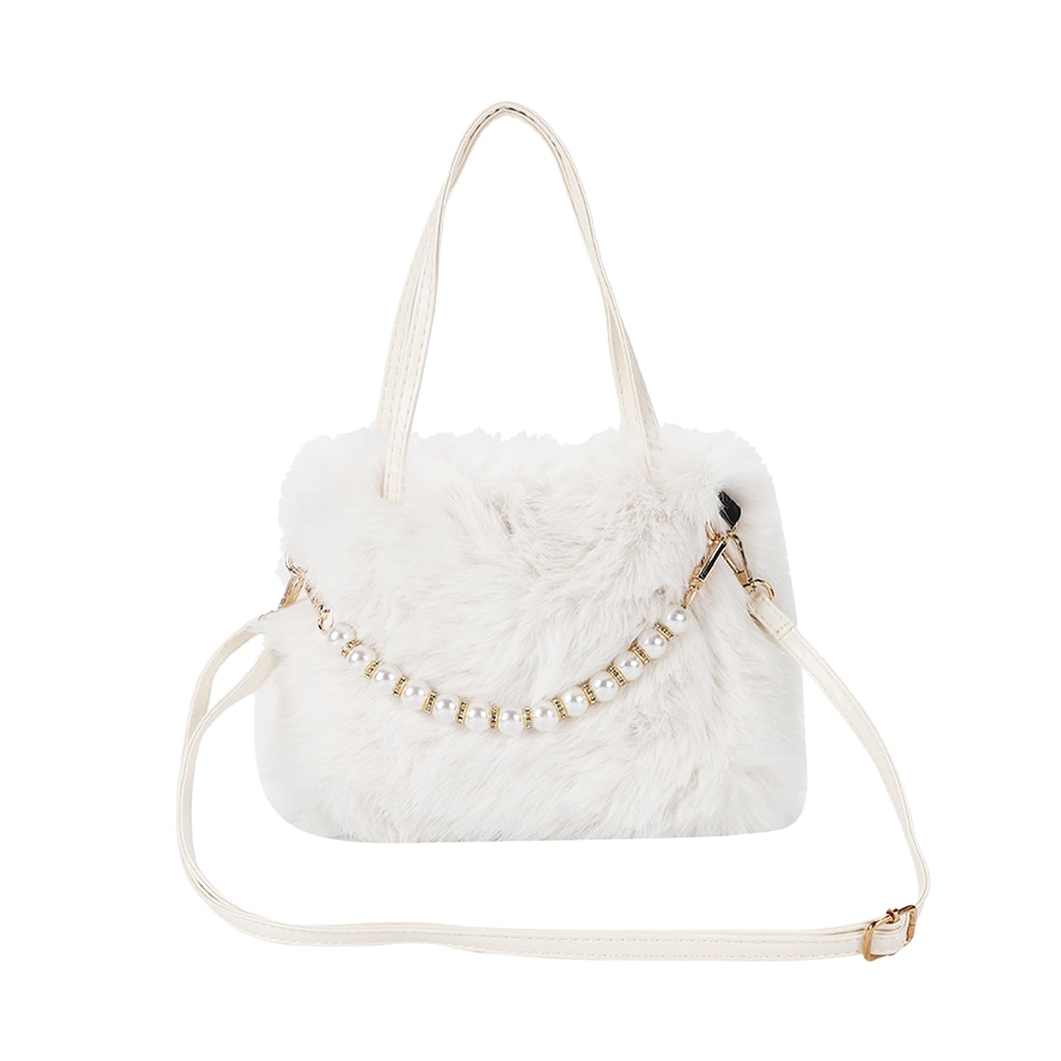 

Lapimou Пухнаста Хутряна Сумка через Плече на Плече, Елегантний Вигляд зі Штучного Хутра, Сумка, Сумка, Сумка, Сумка, Хутро, Хутро, Перлина, Жіноча, Маленька, 2-Way, Стильна, Мила, Модна,