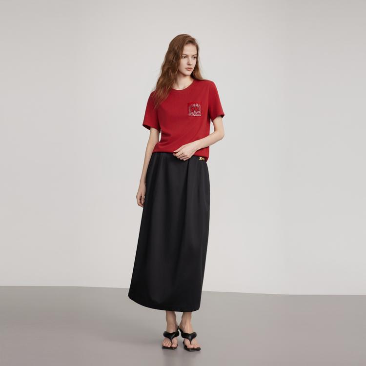ELLE Retro Modern A-Line Skirt Fashion Design Slimming Casual Long Skirt Women skirts L8ARL002