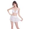 Korean-Inspired Backless White Lace Bikini: Sexy Strapless Split 3-Piece Swimsuit for Women