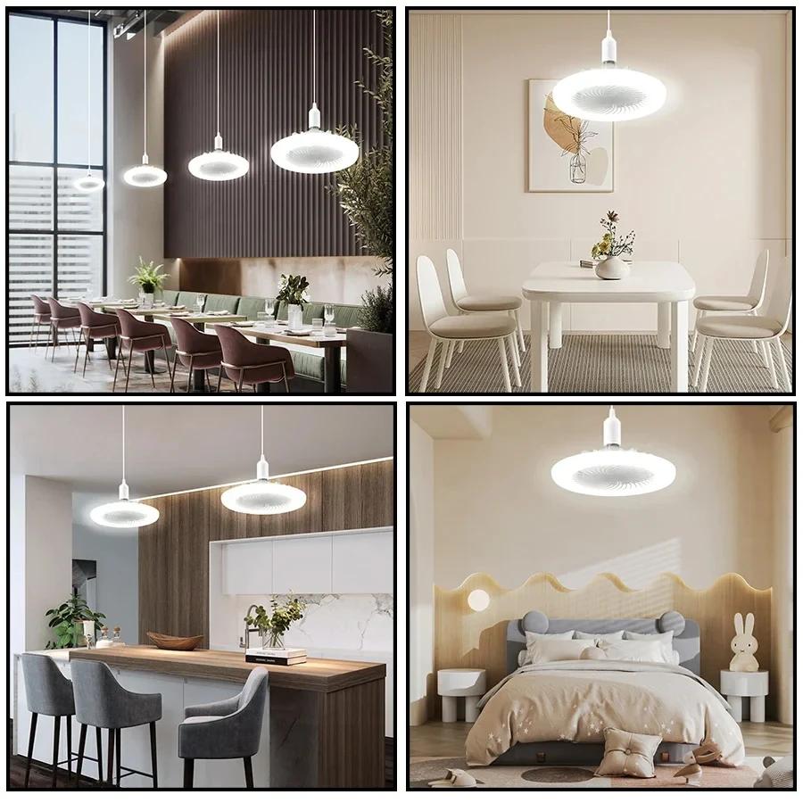 3-Colors Led Electric Ceiling Fan Lamp with Remote Control E27 Base Converter 3-Speeds AC 85-265V Ceiling Fan with Light Bedroom