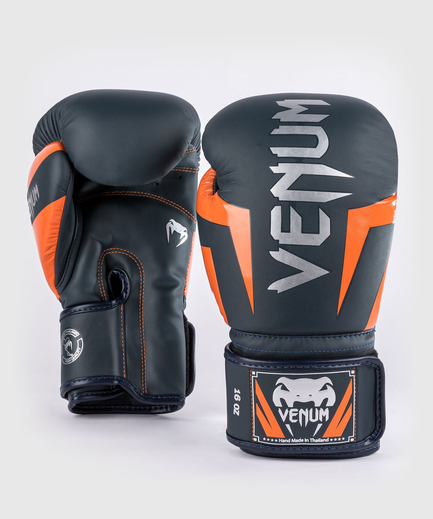 

Боксерские перчатки Venum Elite - Navy/Silver/orange