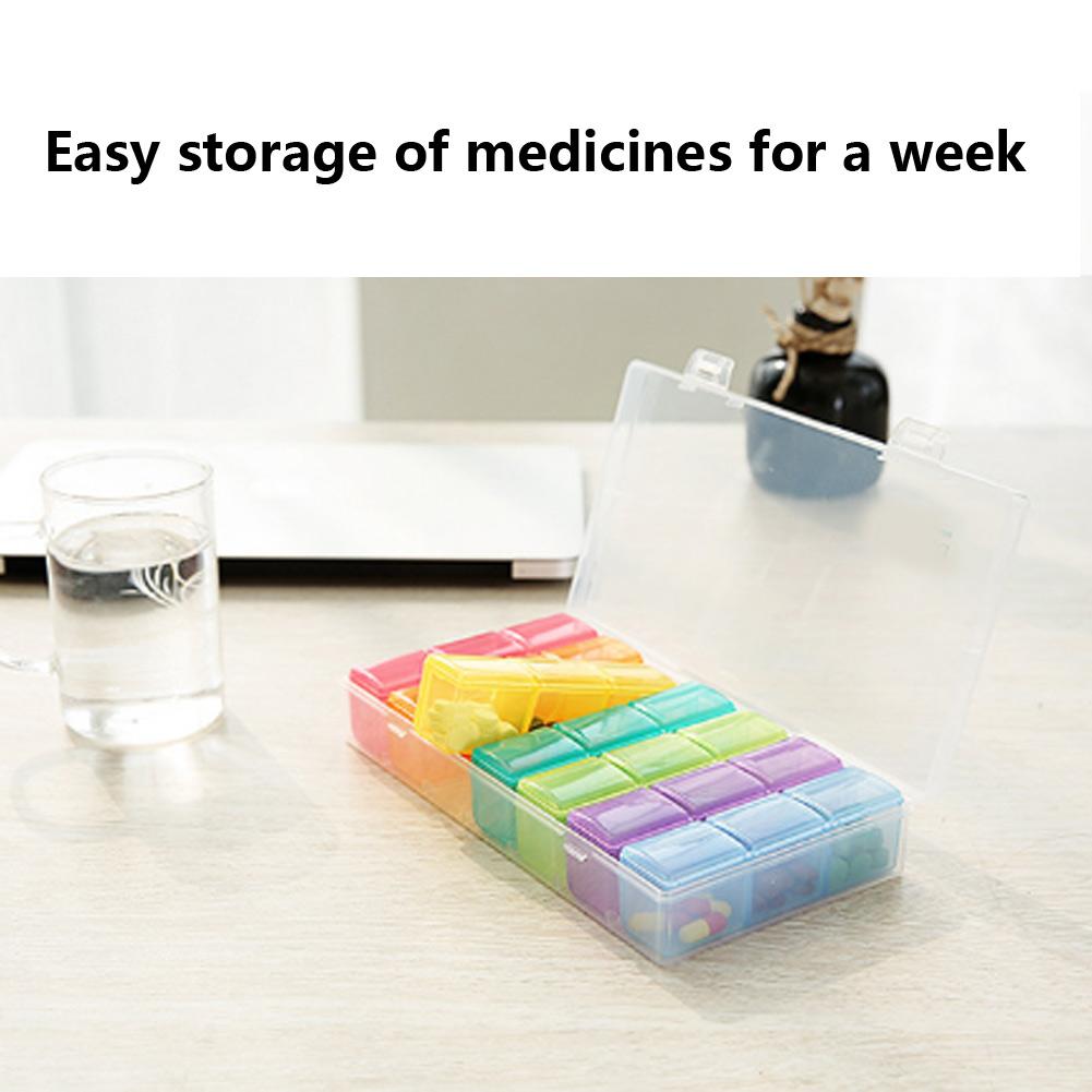 21 Grids Colorful Portable Mini Weekly Medicine Box Tablets Storage Case Container Organizer
