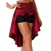 S-3XL Womens Gothic Steanpunk Satiny Skirt Front Eyelets Lace-up High-low Hem Tiered Ruffled Irregular Hem Skirt Waist Belt