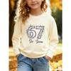 Kids Unisex Pink Crewneck Sweatshirt, Lavender Floral Wreath 66 Six Seven Print Long Sleeve Pullover, Soft Fleece Sweatshirts for Boys Girls Ages 4+