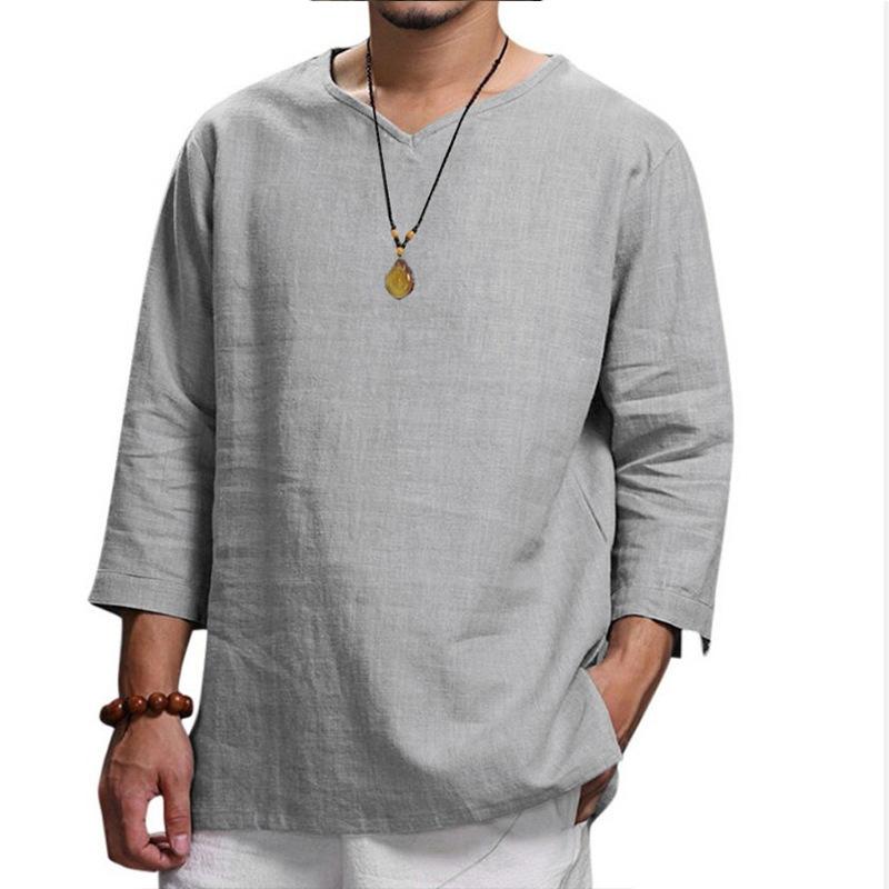 Fogn Trade Autumn New Men's Pullover Solid Color Casual Loose Pullover T-shirt Loose Versatile Pullover Shirt