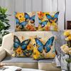 Vintage Blue Butterfly Pillow Covers, Floral Ephemera Art Decorative Throw Pillow Cases, Boho Nature Home Decor Cushion Covers