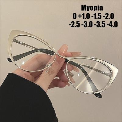 Y2K Cat Eye Myopia Glasses for Women Men High-definition Anti Blue Light Glasses Optical Prescription Eyeglasses 0 TO -4.0
