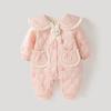 Warm Fleece-Lined Cotton Romper for Girls - Cute Princess Jumpsuit for Autumn/Winter