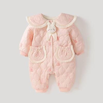 Mameluco de Algodón con Forro Polar Cálido para Niñas - Lindo Mono de Princesa para Otoño/Invierno