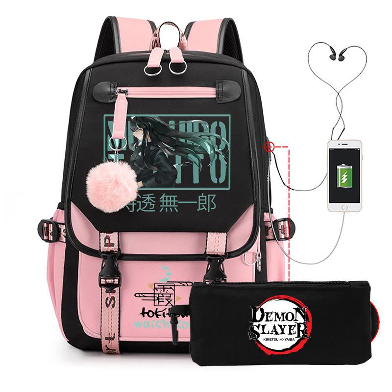 Anime School Bag Tokitou Muichirou Peripheral Backpack Set Student Pencil Bag