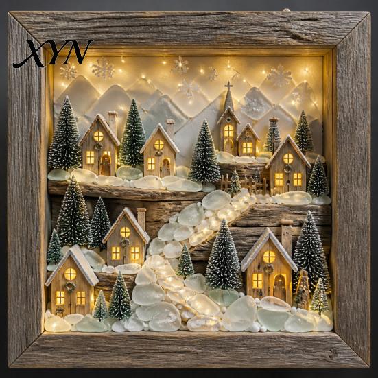 Table Centerpiece Light Sea Glass Art Painting with LED Light, DIY Mosaic Arts and Craft Kit, Eye-catching Home Decor Ocean Themed Beach Kit