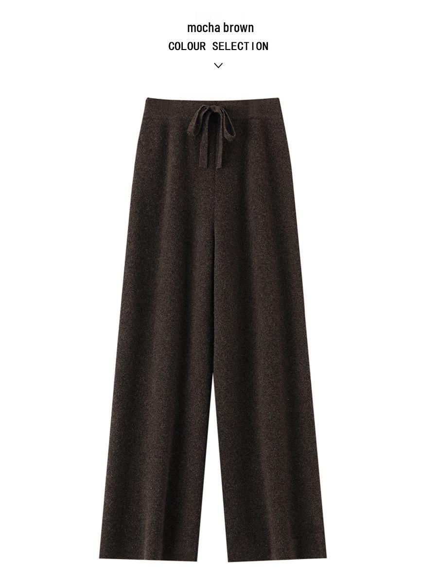 

Women s High-Waisted Wide-Leg Pants - 100% Pure Wool, Slimming, Casual, Versatile for Autumn/Winter Extra Extra Large