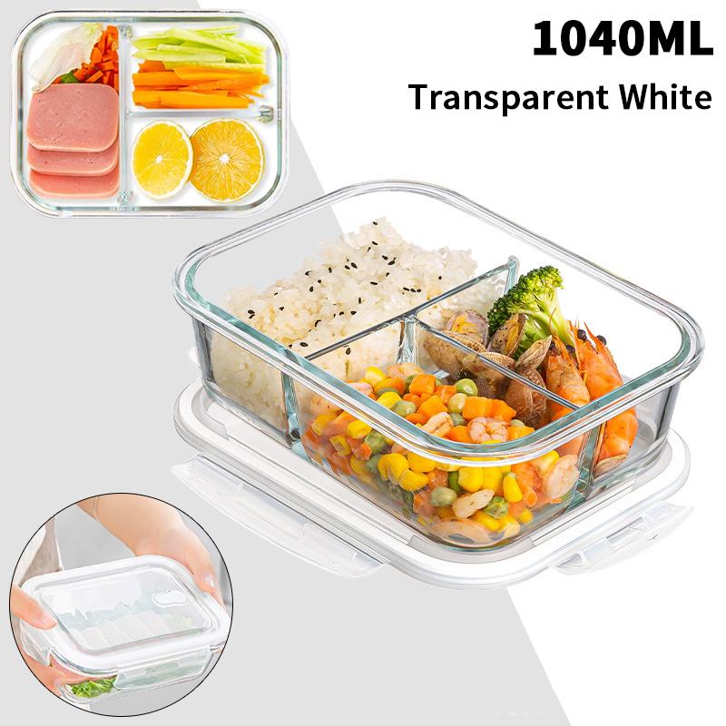 1/2/3 Fack Förtjockad Läckagesäker Mikrovågsugnssäker Matlåda Hög Borosilikatglas Bento-låda Med Lock Lufttäta Matlådor