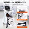 3 Tiers Lab Carts Mobile Medical Cart with 2 Drawers & 1 Top Tray White