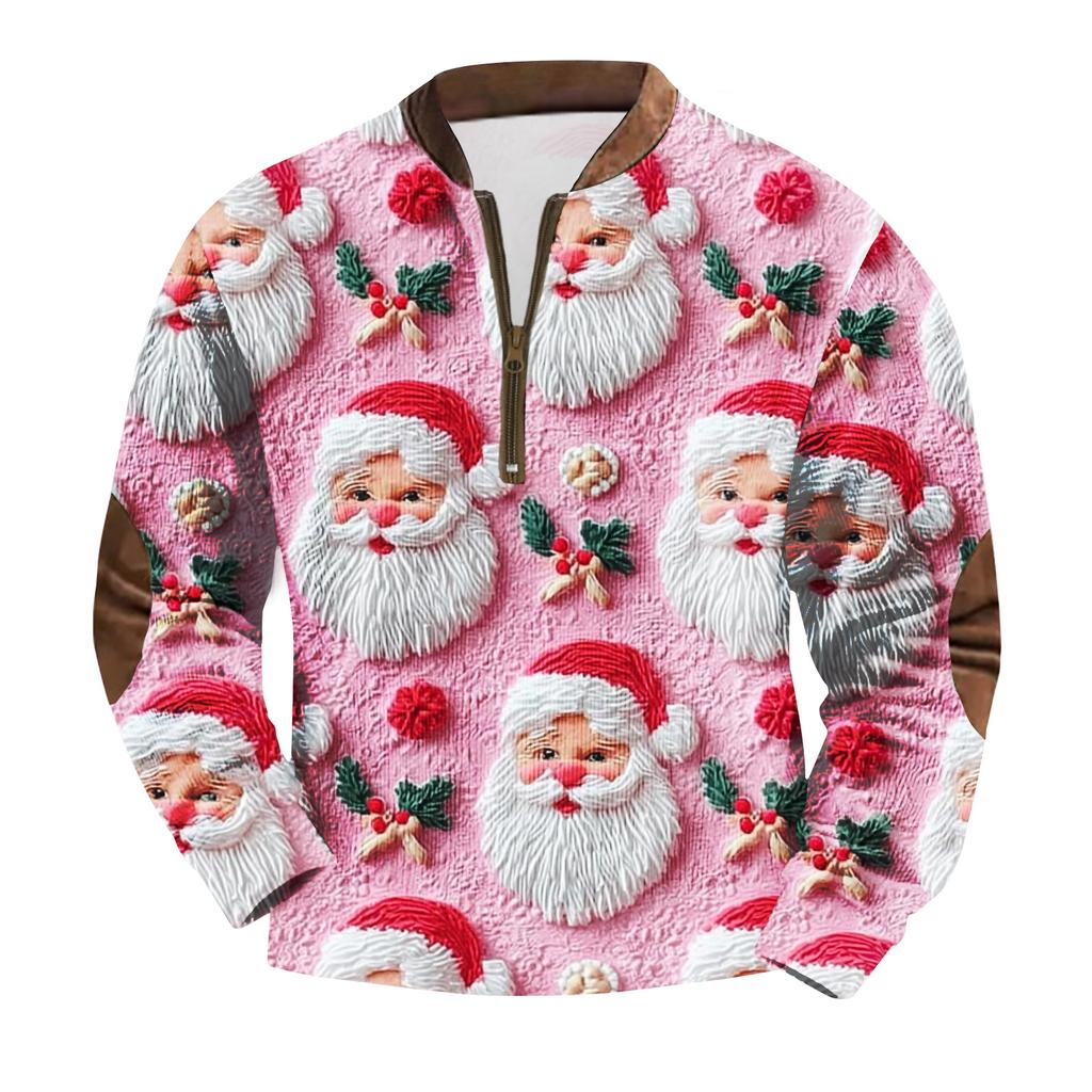 Men's Fashion Christmas Printed Corduroy Zipper Shirt