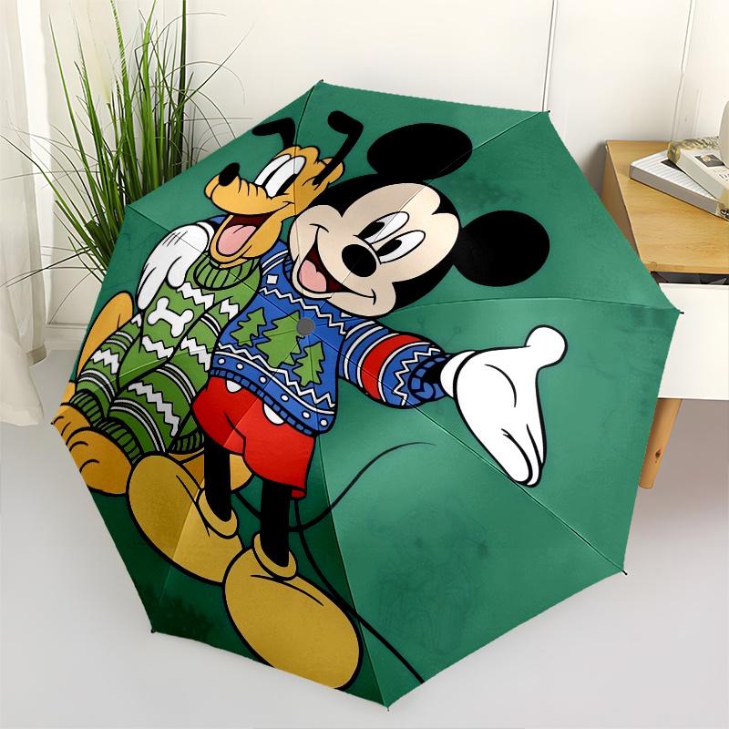 

Mickey MousePluto Themed Automatic Opening and Closing Folding Umbrella, Reinforced 8 Ribs, Compact Travel Design, Fashionable Folding Umbre