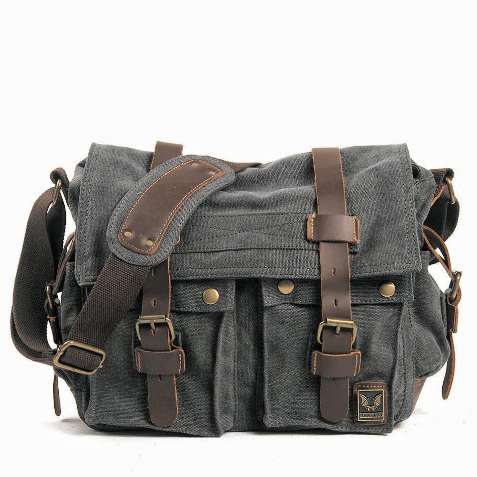 Men s Retro Canvas Crossbody Messenger Bag - Casual, Single Shoulder, School-Ready