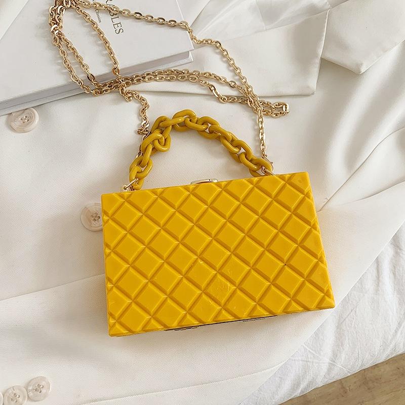 

Fashion Transparent Acrylic Box Women Handbags Designer Chains Shoulder Crossbody Bags Luxury Clear Pvc Small Square Purses 2021