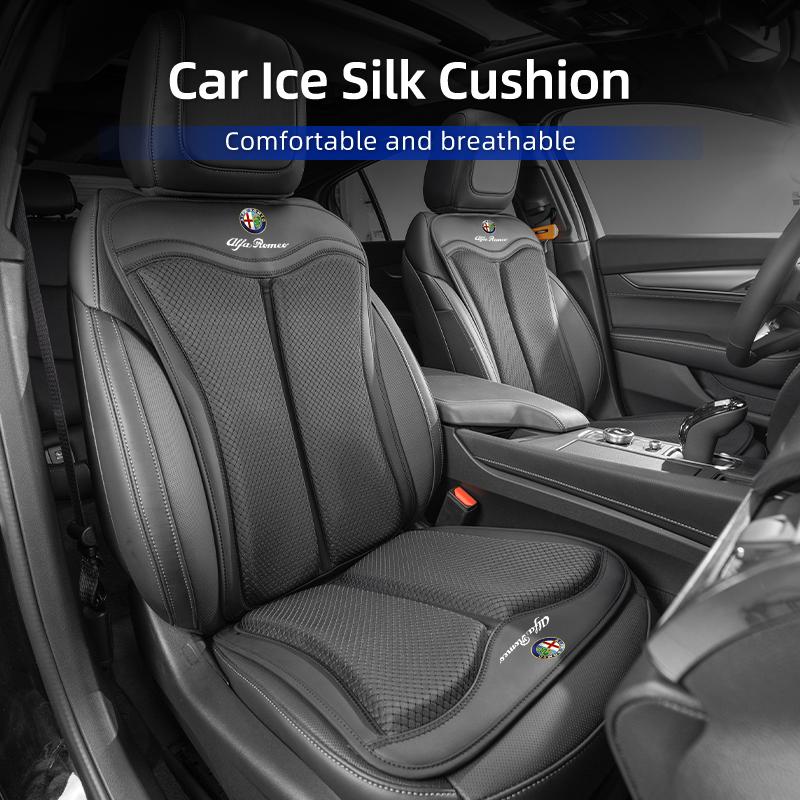 Cyvp1 Atmungsaktive Auto-Eis-Seiden-Sitzbezug Vorne Hinten Sitzkissen Schutz Für Alfa Romeo Giulia Stelvio Giulietta 156 159 Volante Spider