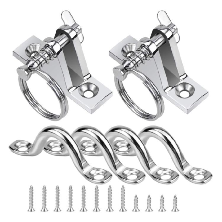 8pcs/10pcs Tie Down Anchors Point Stainless Steel Tie Down Eye Straps Kayak Deck Loop with Screw Marine Boat Top Pad Eye