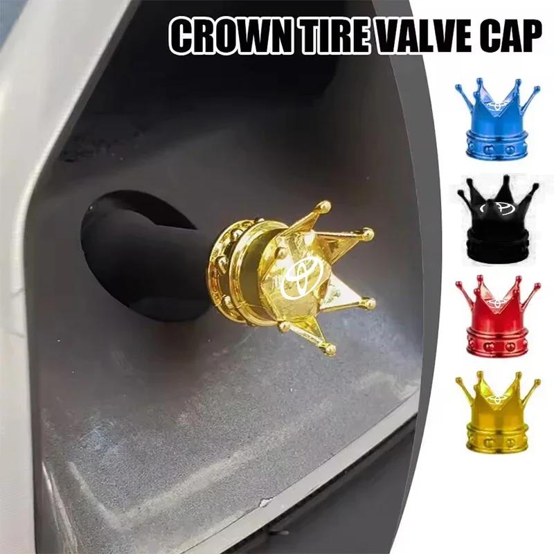 4PCS Crown Style Tire Valve Stem Caps, Air Caps Cover, Aluminum Alloy Dustproof And Waterproof Valve Caps Cover For All Toyota