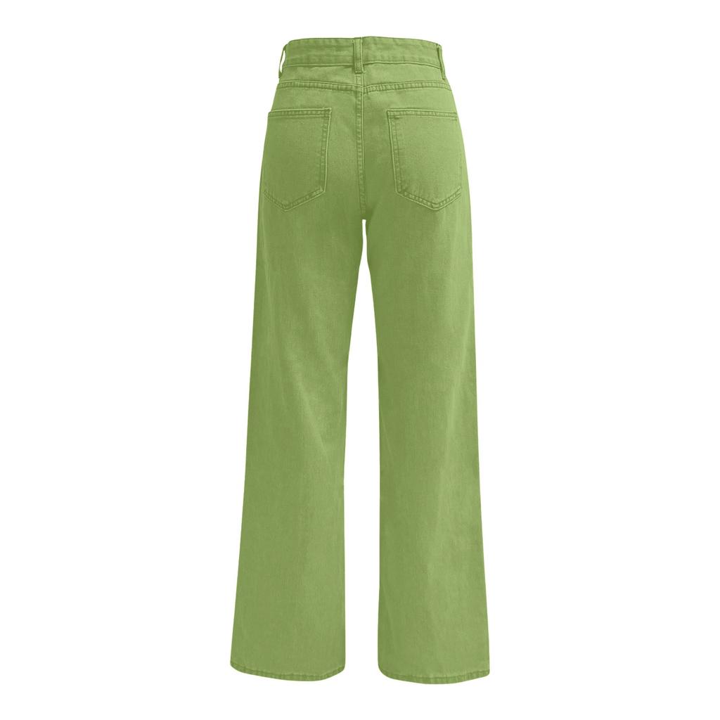 Dámské seprané dámské džíny s vysokým pasem Módní všestranné kalhoty s rovnými nohavicemi