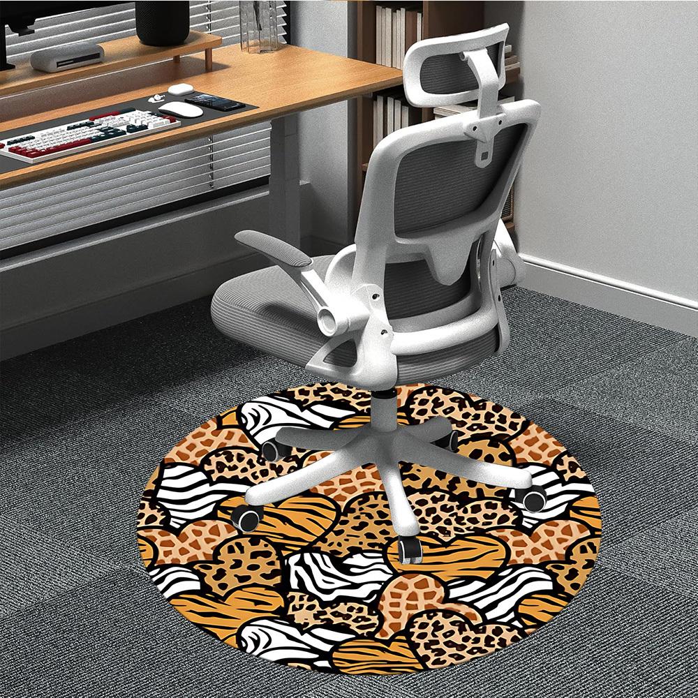 1pc Animal Prints Office Round Rug, Carpet for Office, Gaming, Lightweight Round Floor Mat yy260205005