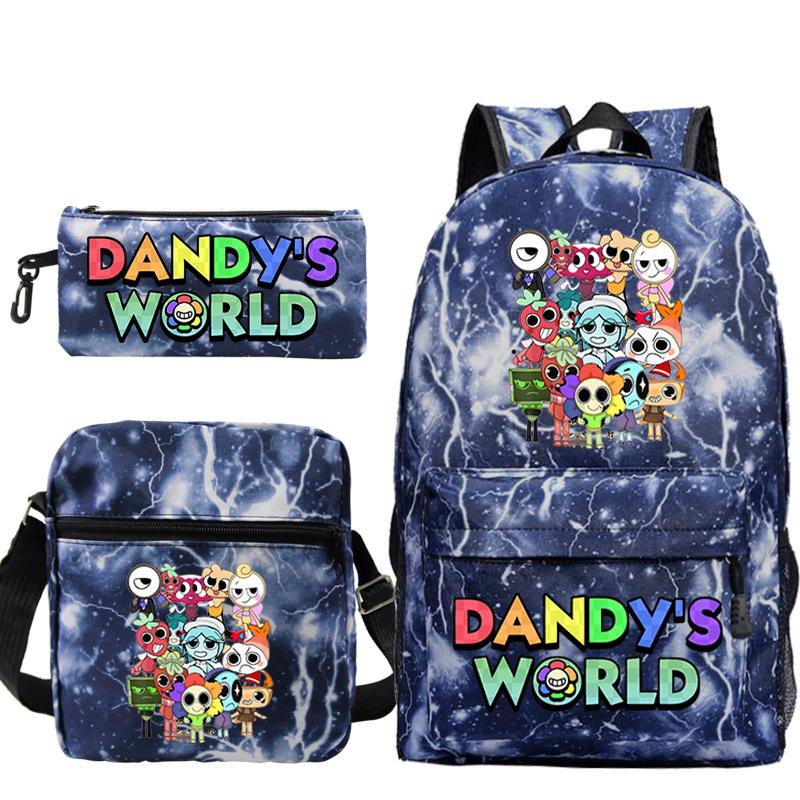Neue Dandy-Welt Peripherie Druck Schultasche Student Lässige Federtasche Umhängetasche Dreiteiliges Set