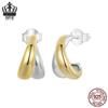 Aifle Daily Contrast Color Double Ring Earrings - S925 Sterling Silver Plated Platinum Jewelry for Women
