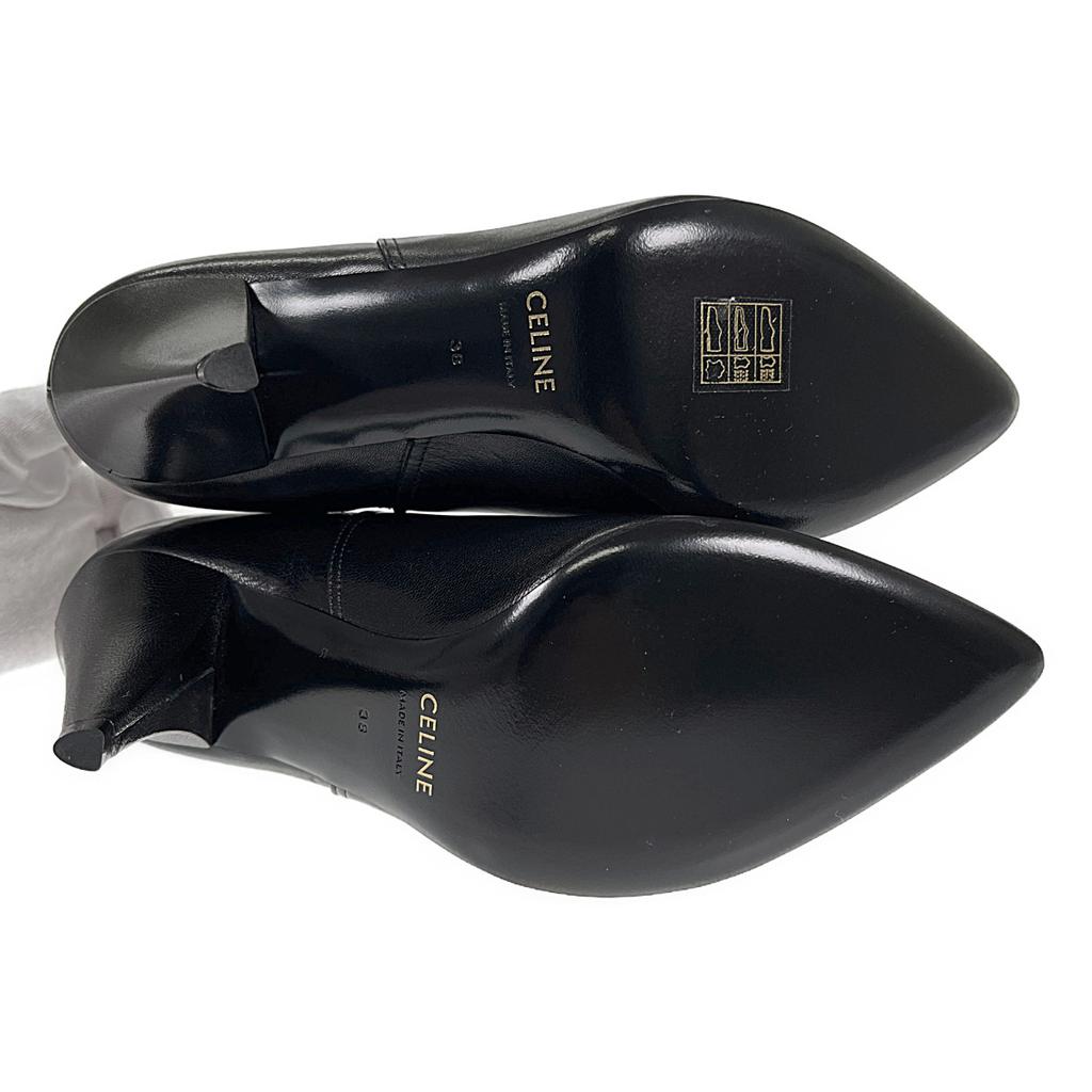 CELINE 38 Stiefel schwarzes Leder Damen