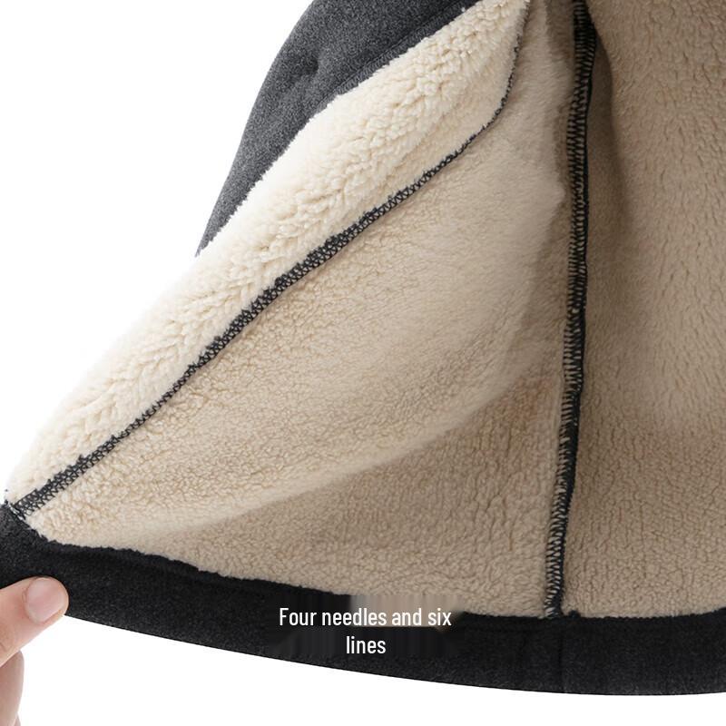 Yiershuang Herren Verdicktes Lammwollfleece Thermisches Rundhals-Oberteil