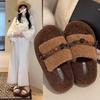 Fashion fringed wool slippers women's wear autumn new retro round head thick bottom wool slippers women