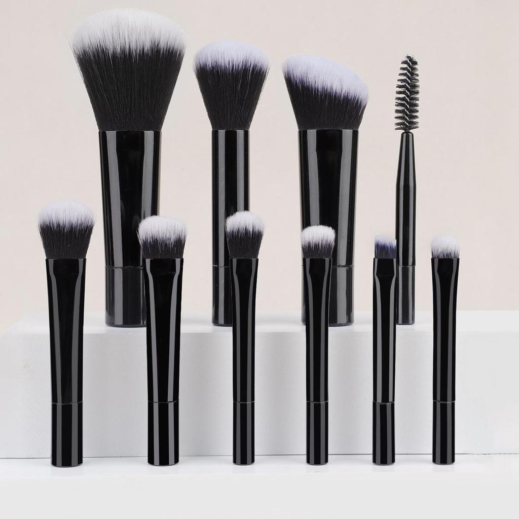 Mini 10-Piece Portable Makeup Brush Set: Eyeshadow & Powder Tools