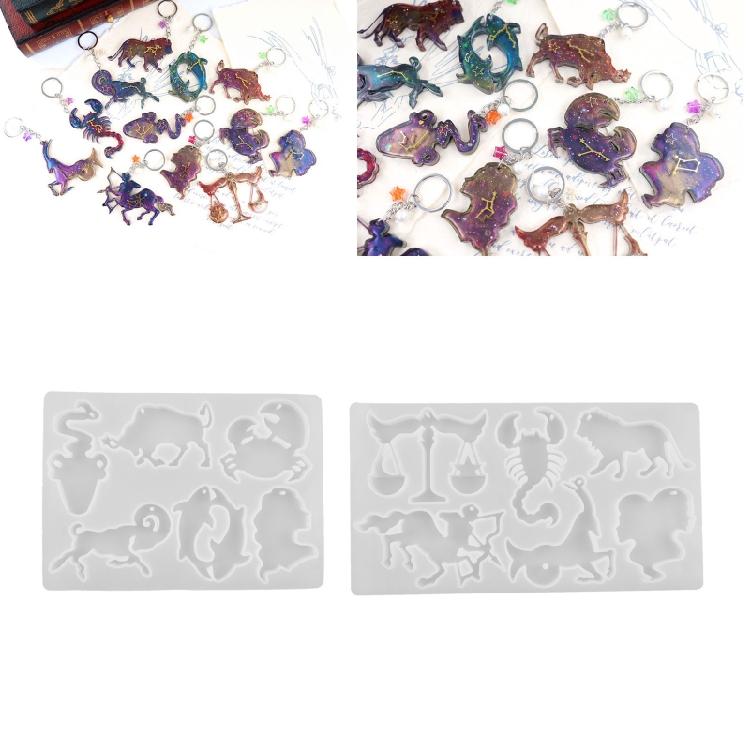 2Pcs Constellation Resin Mold Animal Pendant Epoxy Resin Mold for Jewelry Making