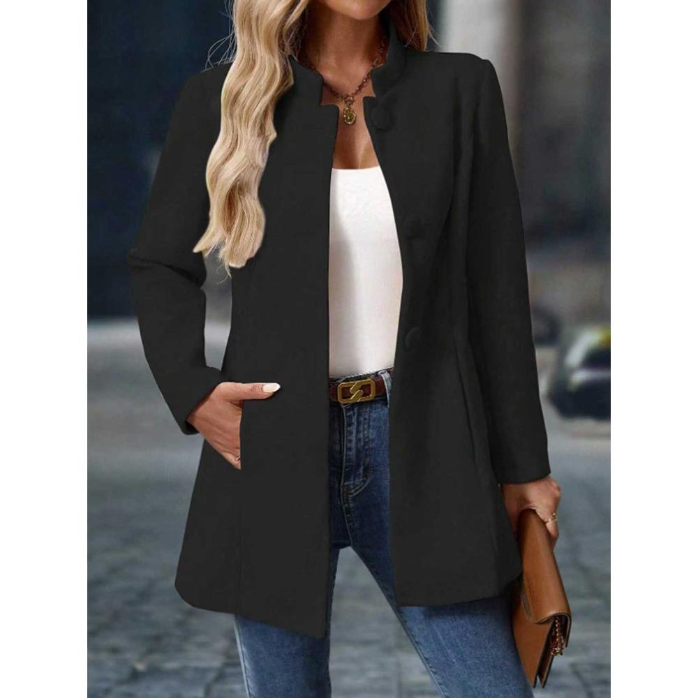 Damen Freizeit Rollkragen Lang Wollmantel Herbst und Winter Mantel