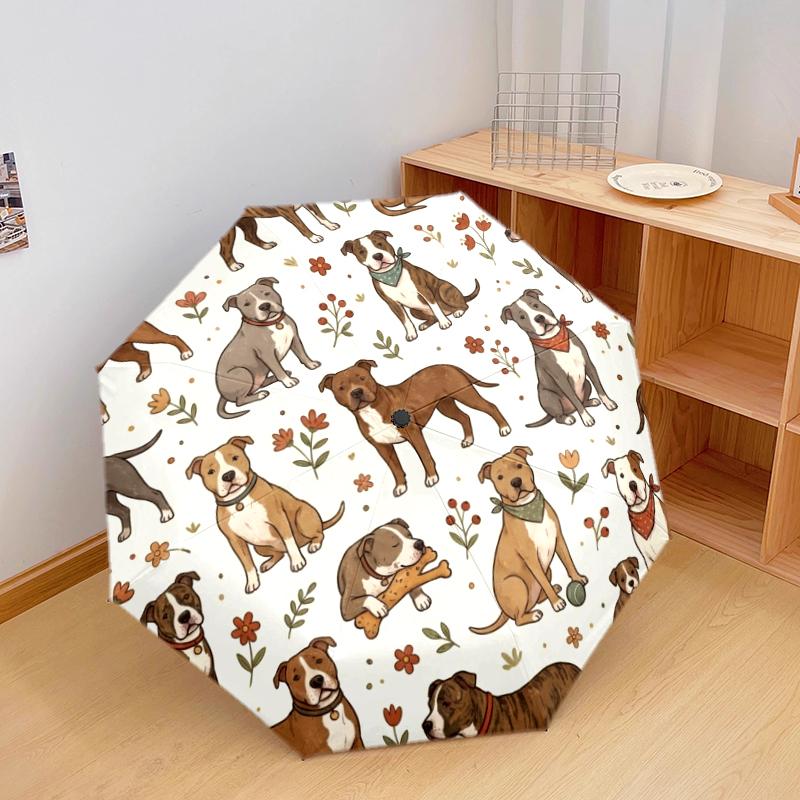 1 PC Automatic Folding Umbrella - Cute Dog Pattern, Portable & Foldable Design with 8 Ribs, Christmas Birthday Gifts
