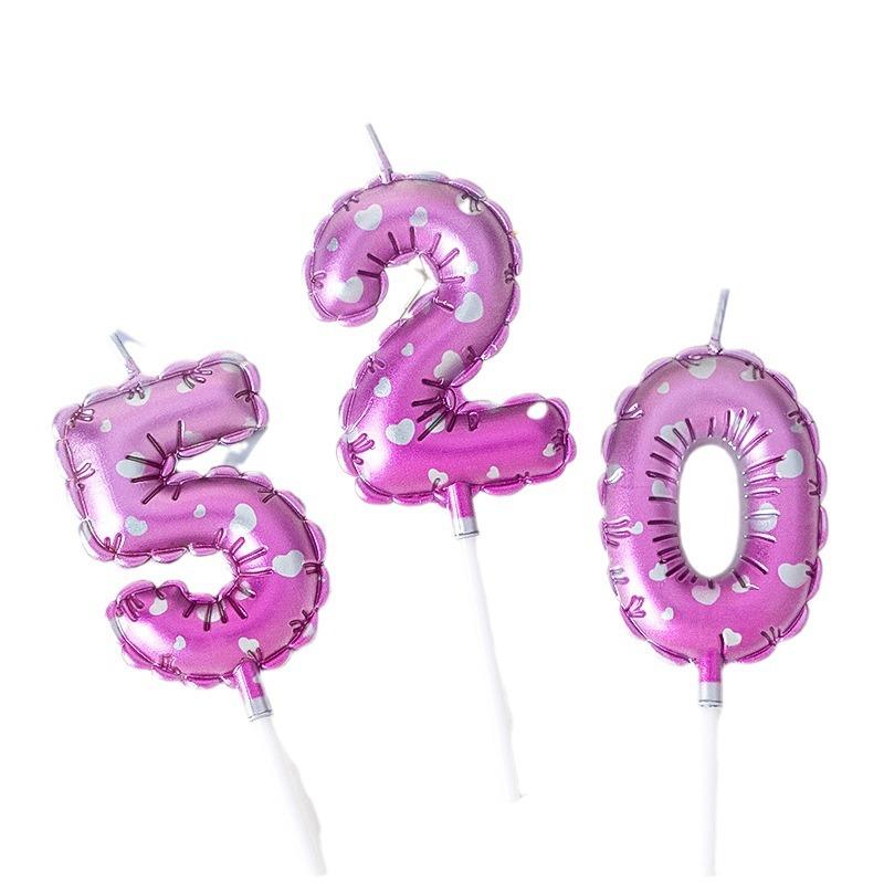 Rainbow Number Candle Digital 0-9 Birthday Party Decor Pink Balloons Gradient Candles Birth Wedding Anniversary Candle