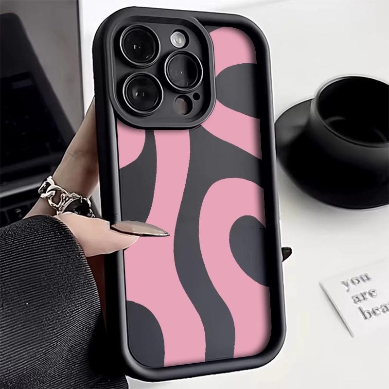 Wave Pink Ripple Silicone Phone Case For Samsung Galaxy S26 S25 Ultra S24 FE S23 S22 S21 S20 Plus A15 A16 A35 A55 A54 Soft Cover