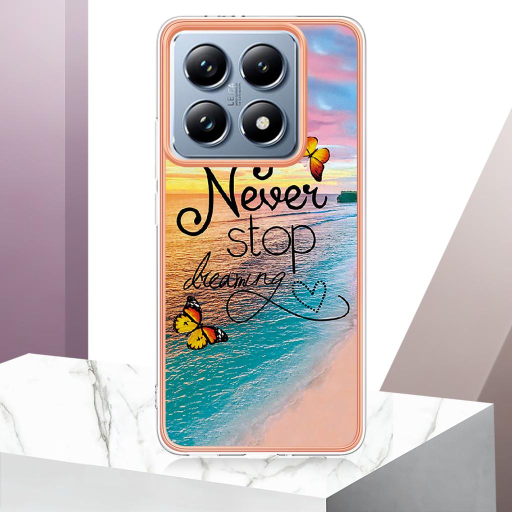 For Xiaomi 14T Pro Case with IMD Marble Flower Pattern TPU Mobile Back Cover