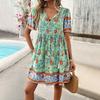 Women's Summer Vacation Printed Short-sleeved Dress
