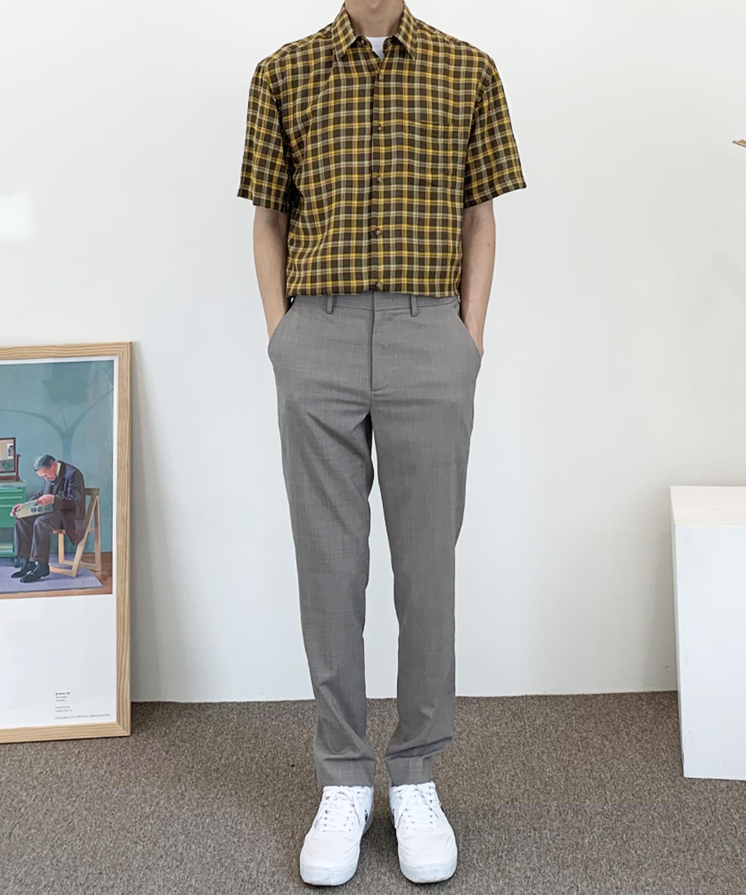The Shirt Studio Yellow Loose Fit Rayon Check Short Sleeve Shirt 105