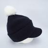 FootJoy WO Pompon Brim Beanie Knit Free Size FH24BWPM Cap, Navy, Women's, (55-57cm), (FH24BWPM-4N)