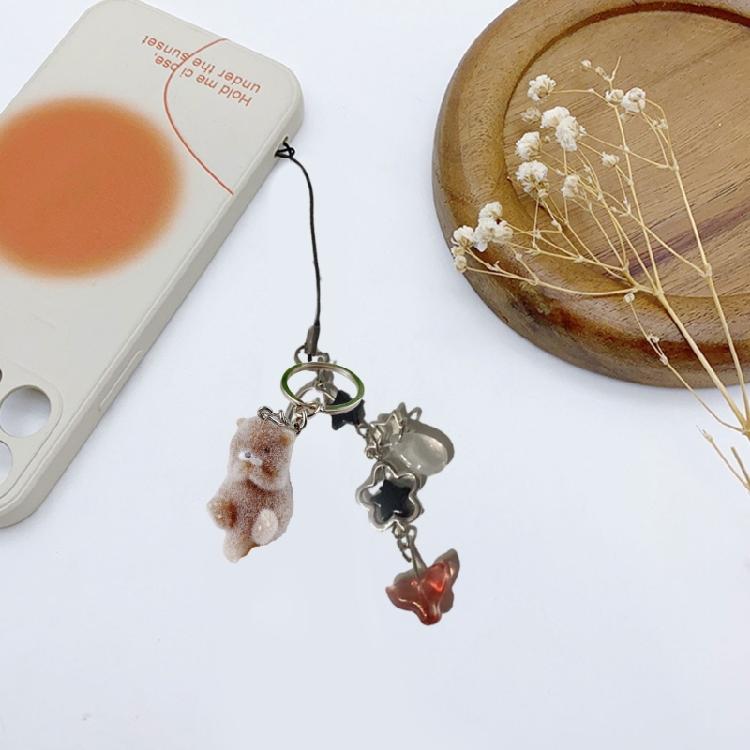 Charm Flocking Otters Pendant Multifuntional Phone Accessory Lovely Aesthetic Keychain Suitable for Woman and Girl