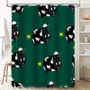 Adorable Farm Animal Shower Curtain Set Black Sheep Pattern Green Background With White Patches For Bathroom Decor