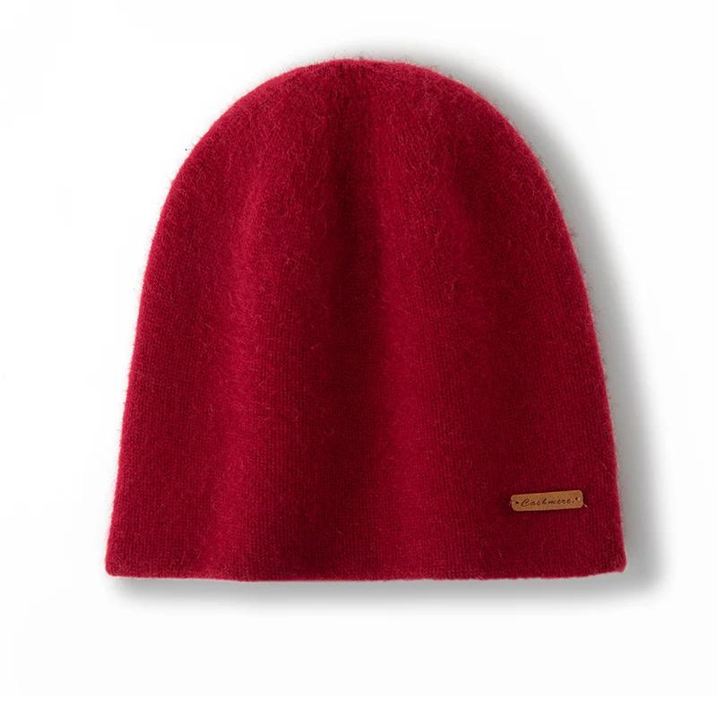 Damen 100% Reiner Kaschmir Beanie Mütze Slouchy Stil Doppellagig Gestrickt Winter Warm Weich Skullies Mütze Kaltes Wetter Accessoire