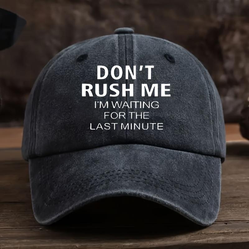 Sporty Curved Brim Mens Vintage Viscose Baseball Cap Adjustable HandWashable Dont Rush Me